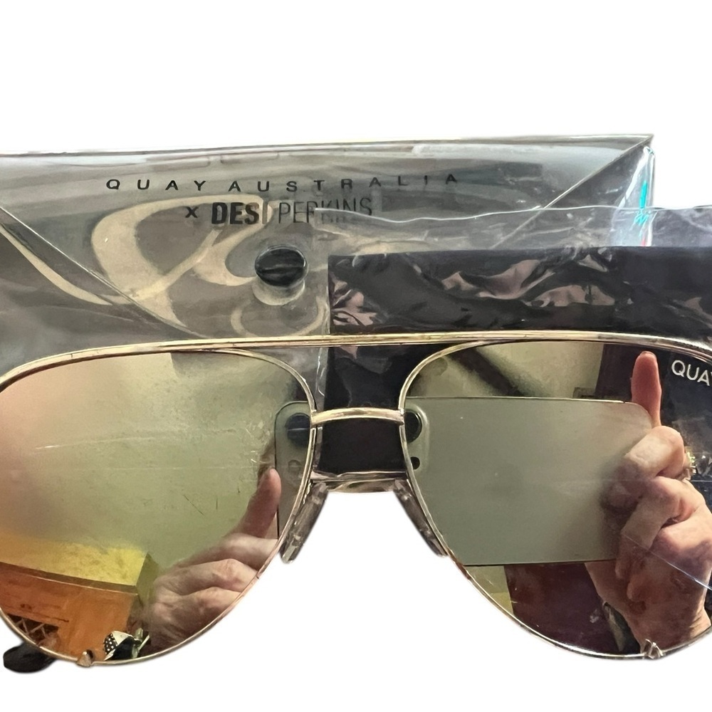 Quay Australia Reflective Gold Aviator Sunglasses